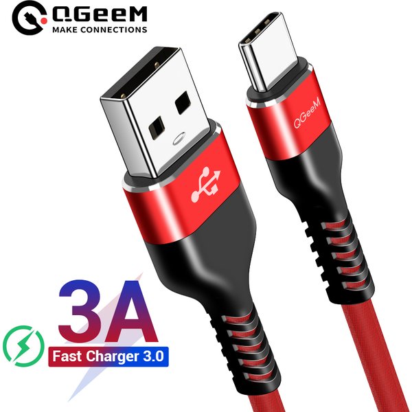 QGeeM 3A USB C Cable Type C Cable for Xiaomi OPPO Realme Poco Oneplus Redmi Phone Charger Fast Charge Charger USB Type C Cable