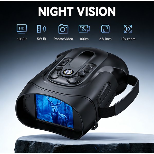 Jumelles de Vision nocturne, Zoom numérique 10X, télescope infrarouge 5W, 800M, visualisation entièrement sombre, enregistrement vidéo, télescope de chasse