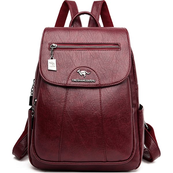 Women 's Backpack 2022 New High Quality Soft Leather Leisure Travel Large Capacity School Bags for Teenage Girls Black Mochila