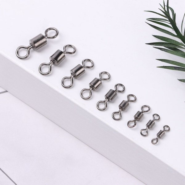 100pcs/lot Fishing Swivels Bearing Solid Rings Rolling Fishing Connector Fishing Tackle Accessories