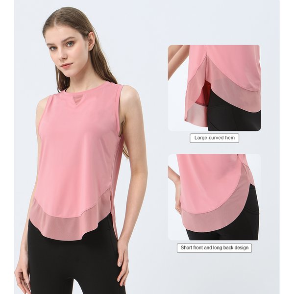 Summer Breathable Mesh Yoga Vest Women Fitness Sports Tank Top Sleeveless Gym Shirt Workout Outdoor Running Clothes