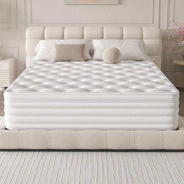 DEWINNER Matelas , Matelas Hybride à Ressorts ensachés avec Mousse mémoire, fermeté Moyenne H3/H4