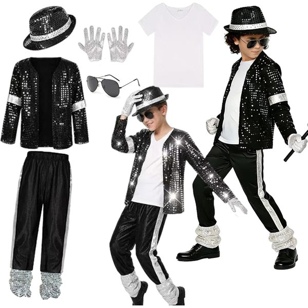 Costume Michael Jackson pour enfants, tenue de superstar chanteur pour garçons, costume de scène pour Halloween, carnaval, performance de danse, cosplay, fête
