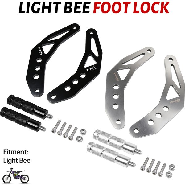 Motorrad-Stunt-Fußpedal für Surron Pegs Light Bee X Schwarz und Silber Fußrastenhalterung Hochwertiges Offroad-Elektro-Dirt-Bike-Zubehör