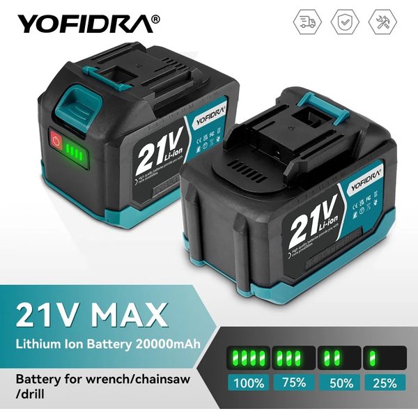 YOFIDRA Wiederaufladbare Lithium-Ionen-Batterie 3,0Ah 4,0Ah Lithium-Ionen-Akku Li-Ion-Batterie für Elektroschrauber Kettensäge Elektrowerkzeug