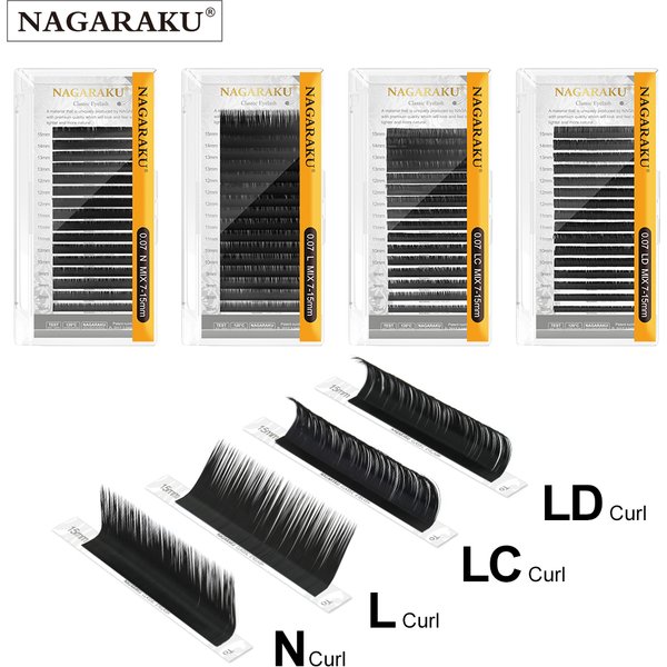 NAGARAKU mélange Extension de cils maquillage L LC N boucles mélange 7-15mm 16 lignes vison synthétique cils individuels cils de haute qualité