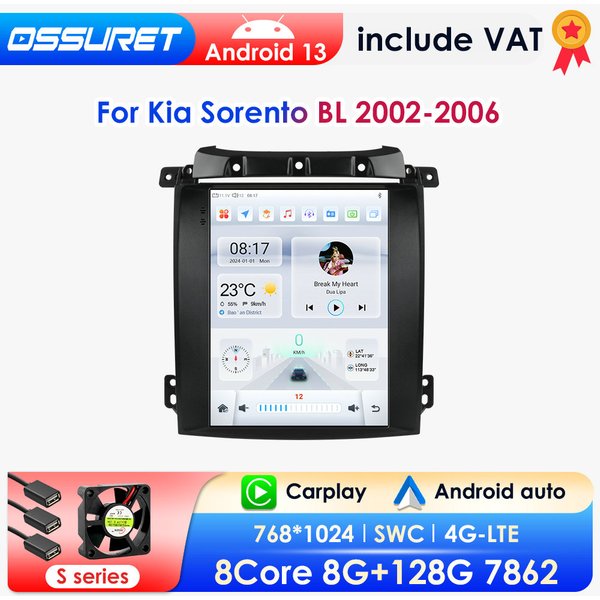 2din android13 Autoradio für kia sorento bl 2014-2018 Multimedia Stereo 2002 Zoll vertikaler Bildschirm Wireless Carplay 2006 Kamera 9,7