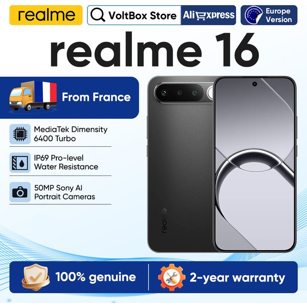 realme 16 5G Smartphone 6550mAh Titan-Akku MediaTek Dimensity 6400 Turbo 45W Schnellladung IP69 Europa-Version 2026 Neu