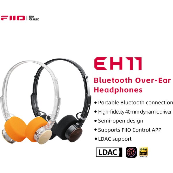 FIIO EH11 On-Ear-Bluetooth-Kopfhörer, kraftvoller Bass und LDAC-Hi-Res-Audio, leichtes Retro-Design, 30-Stunden-Akku, Dual-Geräte-Modus & A