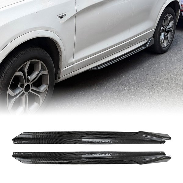 For BMW X3 X4 F25 F26 M Sport 2011-2017 Carbon Fiber Look/Gloss Black Door Lower Panel Side Skirt Extension Guard Protector Kit