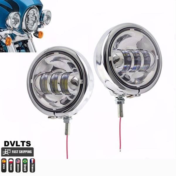 Chromteile 4-1/2' Motorrad-LED-Zusatz-Nebelscheinwerfer mit 4,5' Gehäusehalterung für Electra Glide Bad Boy