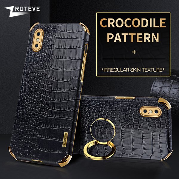 Coque pour iPhone X, modèle Zroteve, en cuir façon crocodile, avec anneau de support, pour iPhone X, S, XR, XS Max, 10, iPhone XS, iPhone XR, iPhone 10.