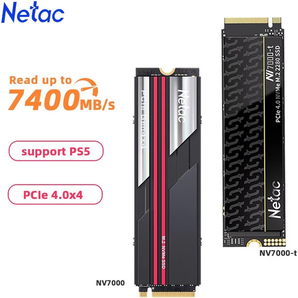Netac 7400 mo/s SSD NVMe M2 2 to 1 to 512GB 4 to disque dur interne à semi-conducteurs M.2 PCIe 4.0x4 2280 disque SSD pour PS5 ordinateur portable