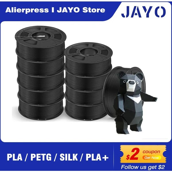 JAYO PLA PLA PLUS ABS PETG Filament de Soie 1.75MM 10 rouleaux/ensemble recharges Non toxique PLA Meta Filament d'imprimante 3D bricolage cadeau