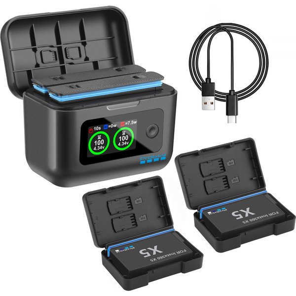 Für Insta360 X5 Batterie 2850 mAh Und LCD Dual ChannelFast Ladegerät Hub Power Zubehör Für Insta 360 EINE X 5 action Kamera