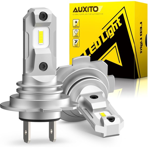 AUXITO 2x lüfterlose H7-LED-Leuchten 1:1 Mini-Stirnlampe, kabellos, 12000 lm, CSP-LED-Chips, H7-Auto-LED-Scheinwerferlampe, 6500 K, Weiß, 12 V