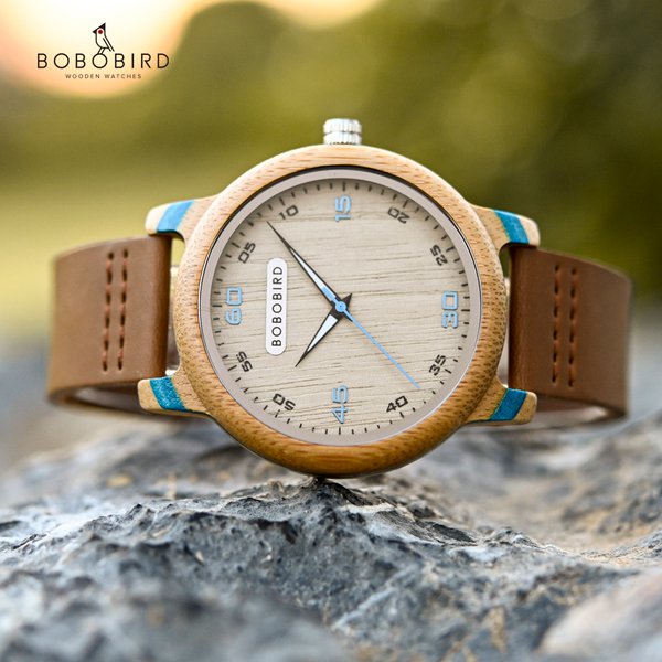 BOBO VOGEL Bambus Holz Uhren Männer Top Luxus Persönlichkeit Armbanduhr für Ihn Valentinstag Geschenke Uhr Einfache Dropshipping OME