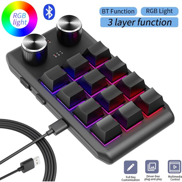 Programmierung Makro benutzer definierte 2 Knopf Bluetooth-Tastatur RGB 12 Tasten Kopie Paste Mini-Taste Gaming-Tastatur mechanische Hotswap Macro pad