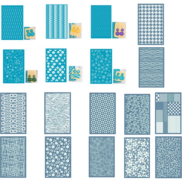 Siebdruckschablonen für Polymer-Ton, wiederverwendbares Siebdruck-Set, zum Drucken auf Ton, Schmuck, Ton, Ohrringe, UV-Behandlung