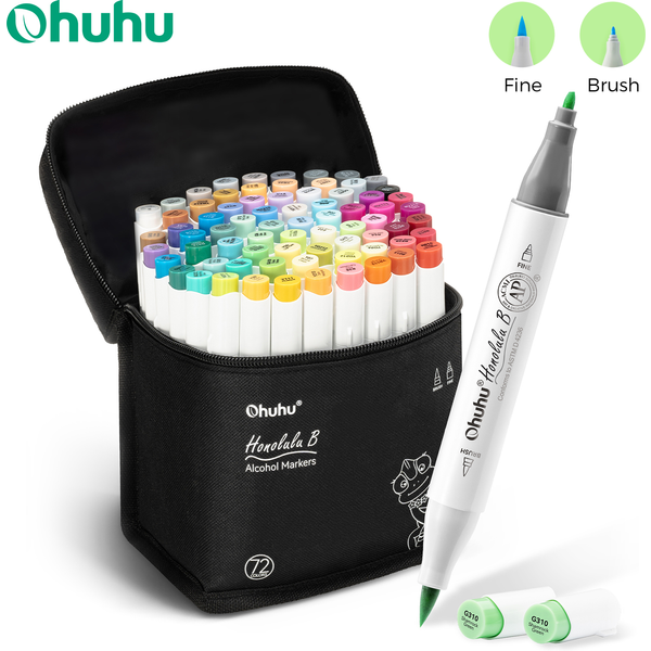 Ohuhu Honolulu B Marker Pen Set Color Markers Alcohol Art Markers Refillable Dual Tips Sketching Drawing Manga School Supplies