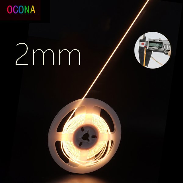 Ultimatives dünnes 2 mm COB-LED-Streifenlicht für DIY-Handwerk, Schrank, Regal, 12 V, Filament, warm, kühles Weiß, flexibles lineares Band, Lichterleiste