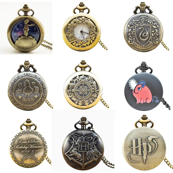 Vintage-Taschenuhr mit Klappe, stilvolle Anime-Quarz-Taschenuhr, Accessoires für Damen und Herren, Geschenk für die Feiertage.