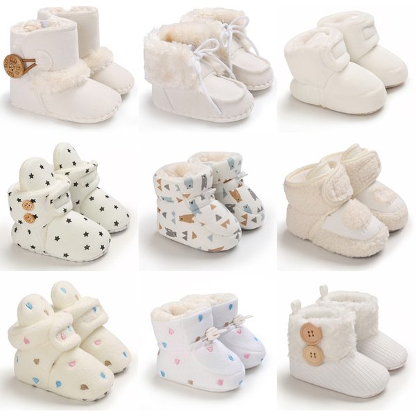 2022 Baby Herbst Winter Stiefel Baby Mädchen Jungen Winter Warme Schuhe Solide Mode Kleinkind Fuzzy Bälle Erste Wanderer Kind Schuhe 0-18M