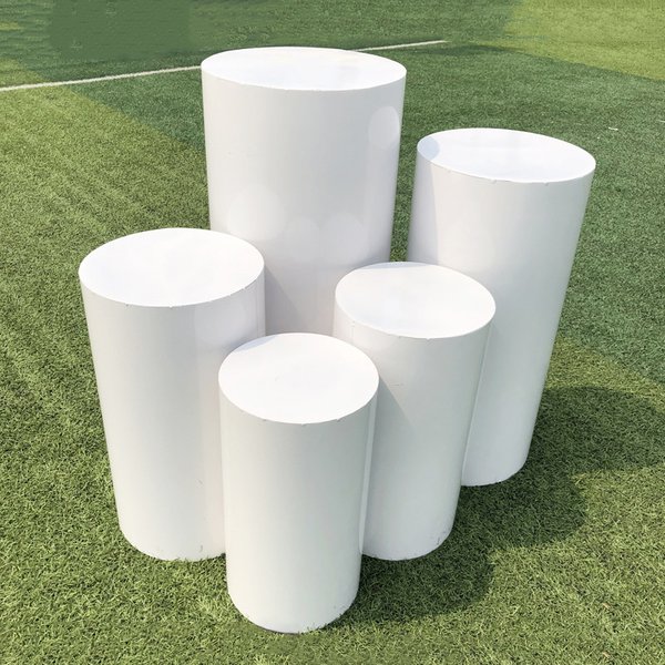 Présentoir sur pied cylindrique rond en or blanc, 3/5 pièces, décor artistique, support à gâteaux, plinthes, piliers pour bricolage, décorations de mariage, vacances, tendance