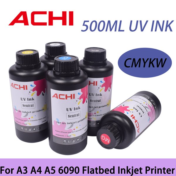 CMYKW 5*500ML UV Tinte für R1390 L800 XP600 TX800 Druckkopf für UV A3 A4 A5 6090 Flachbett tintenstrahl Drucker UNS Lager