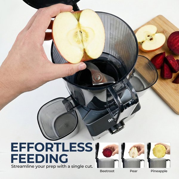Filterfreier Slow Juicer mit 130mm Großer Einfüllöffnung, Leicht zu Reinigen mit Einem Einlaufspülung