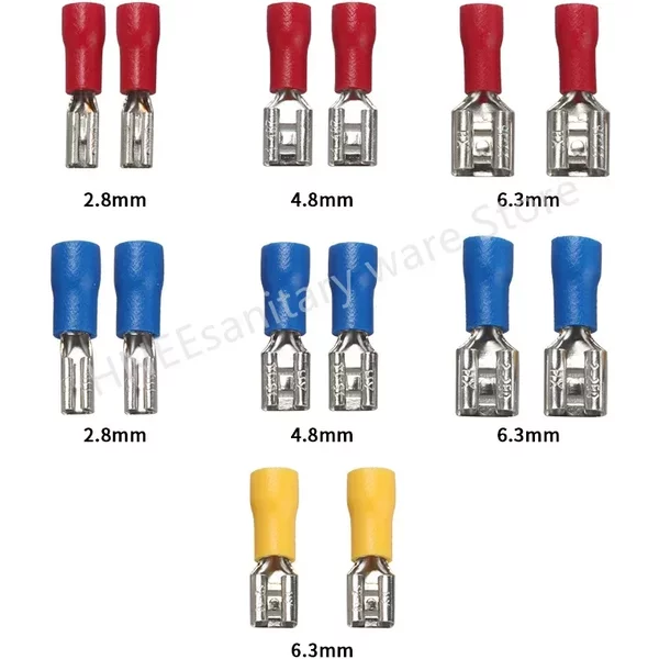 100/50/10 pièces borne à sertir femelle 2.8mm 4.8mm 6.3mm connecteur de fil de pelle isolé prise de câble de câblage électrique rouge bleu jaune