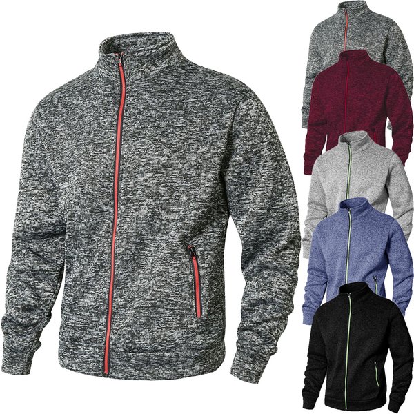Veste à col montant pour hommes, Cardigan décontracté, sweat-shirt zippé pour printemps et automne