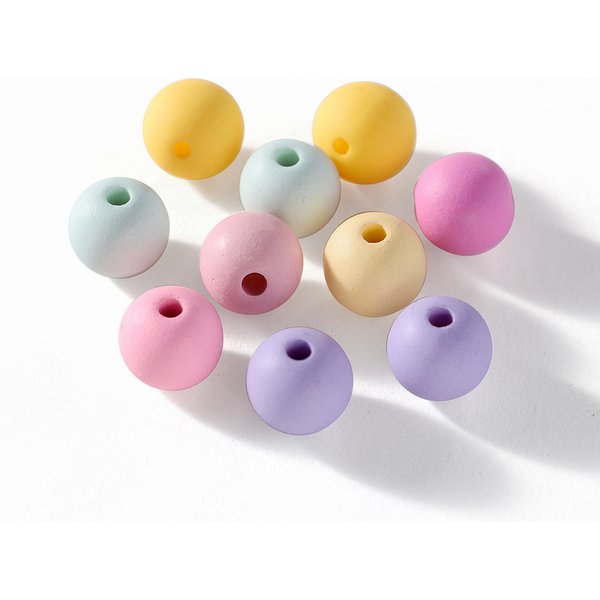 Perles rondes givrées en acrylique, 30 à 100 pièces/lot de 6 à 10mm, perles d'espacement amples pour bricolage, collier, Bracelet, accessoires de fabrication de bijoux