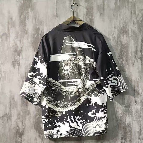 Kimono Men Women Japanese Style Haori Chinese Style Cardigan Men's Summer Loose Carp Dragon Yukata Cardigan Women