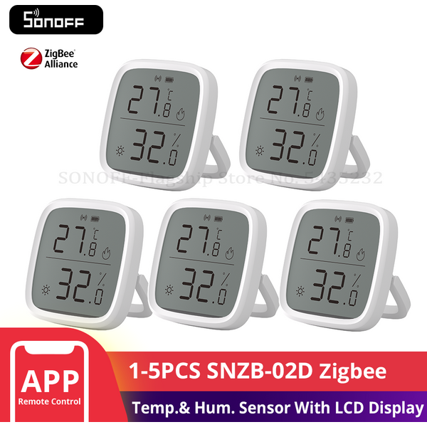 SONOFF – capteur d'humidité et de température SNZB-02D Zigbee, avec écran LCD, Module de surveillance pour maison intelligente, pour Alexa Google Home, 1 à 5 pièces