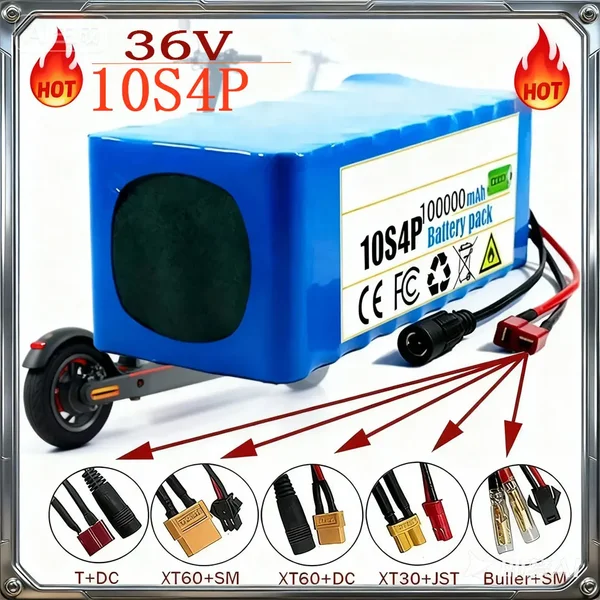 Neues Lithium-Ionen-Akkupaket 36V 100Ah 1000W 10S4P DC/T 100Ah für 42V Elektrofahrrad/Scooter mit BMS