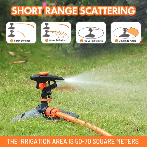 Arroseurs de pelouse d'arrosage de jardin automatique 360 ° Système d'arrosage par irrigation rotative avec buse pour plante d'herbe pour ferme et cour extérieure