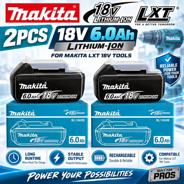 100 % Original Makita 18V 6000mAh Lithium-Ionen-Akku, 18V Bohrmaschinen-Ersatzakku, BL1860 BL1830 BL1850 BL1860B Ersatzbatterien