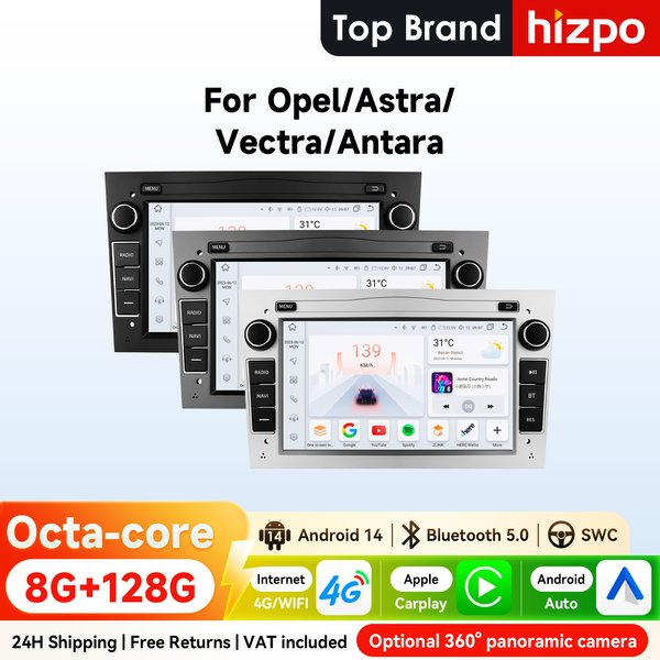 Autoradio Android 2Din 7 pouces Hizpo pour Opel Astra H G J Zafira B Corsa D C Antara Vectra Vivaro GPS RDS DSP 4G BT CarPlay SWC