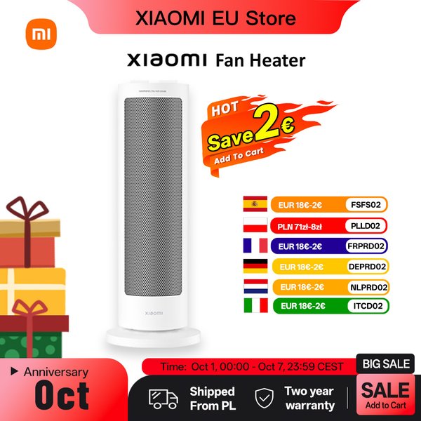 XIAOMI Fan Heater Compact Home Standing Quick-Heat Oscillating Electric Fan Heater with Thermostatic Control