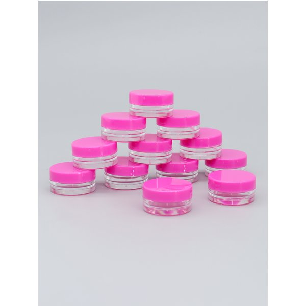 12 pots vides en plastique rose-violet de 1 g, idéaux pour les échantillons de cosmétiques de voyage, le maquillage, les crèmes pour le visage, l'organisation des produits pour les ongles, promotion à