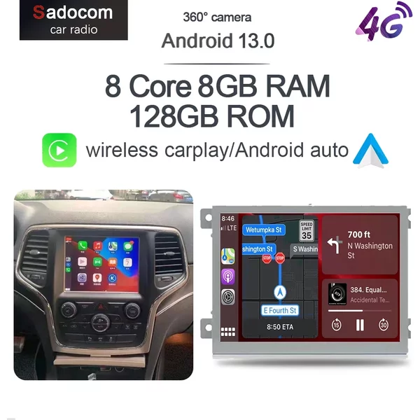 IPS Carplay 2Din Android 13 Autoradio für Dodge Challenger Charger Durango RAM 1500 2500 JEEP Grand Cherokee Stereo 4G LTE GPS