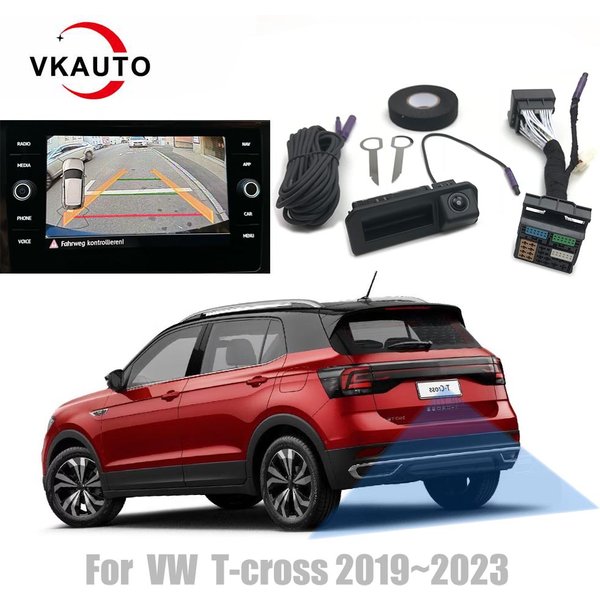 Vkauto pour VW t-cross t cross 2018 ~ 2023 Canbus caméra de trajectoire dynamique caméra de recul fonctionne avec l'unité MIB Plug & Play