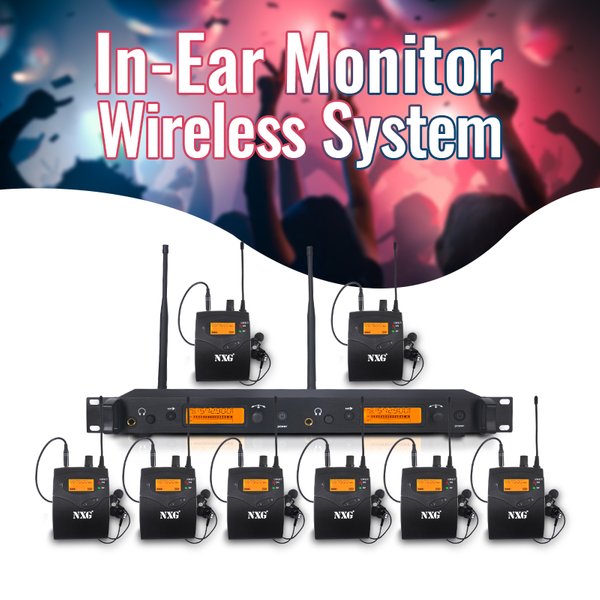 Yamnweo GS Kabelloses In-Ear-Monitor-System, Rack-Montierbarer UHF Bühnenmonitor, 100M Reichweite, Automatischer Frequenzscan, Echtzeit-Überwachung