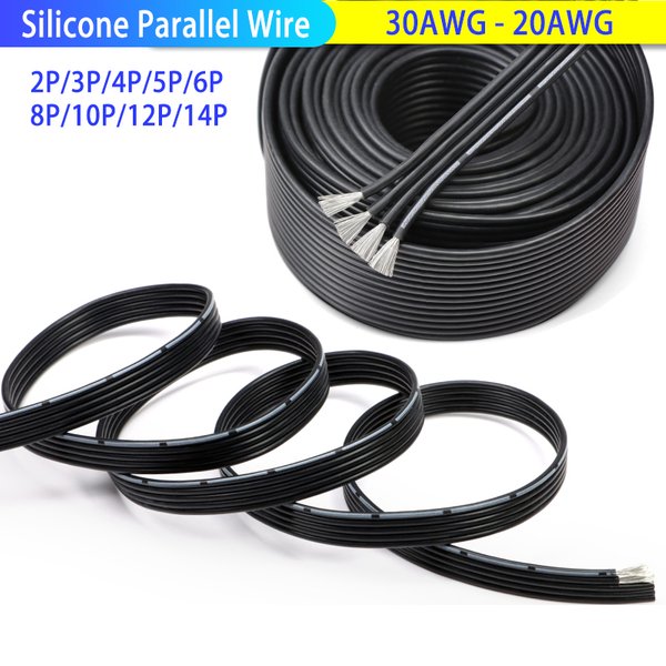 1~50m Silikon-Mehrkern-Parallelkabel 30/28/26/24/22/20AWG 2P/3P/4P/5P/6P/8P/10P/12P/14P Flexibles Hochtemperatur-Kupferkabel