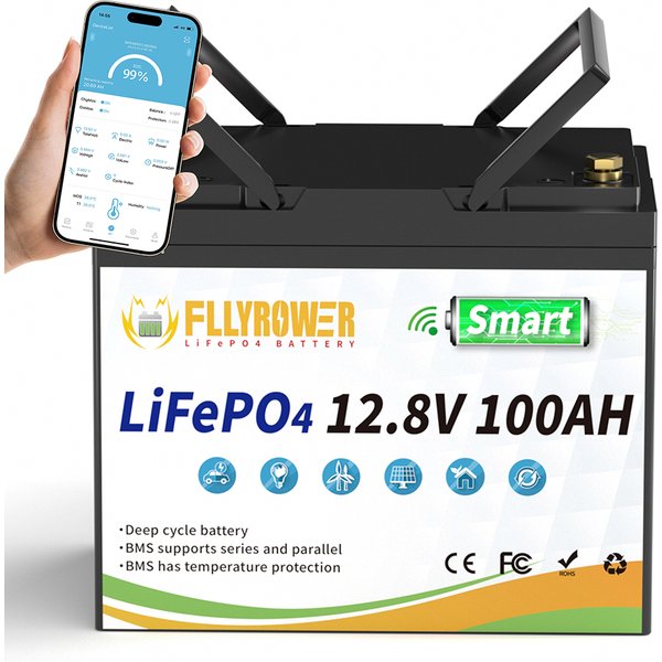 Fllyrower EU/US/CA/JP Lager 12 V 100 Ah 168 Ah 180 Ah 300 Ah Lifepo4-Akku, wiederaufladbarer Lithium-Ionen-Akku