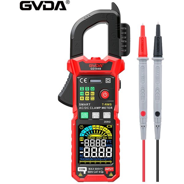 GVDA Clamp Meter Digital Multimeter DC/AC Current 6000 Counts Car Amp Hz Capacitance NCV Temperature Ammeter Voltage Ohm Tester