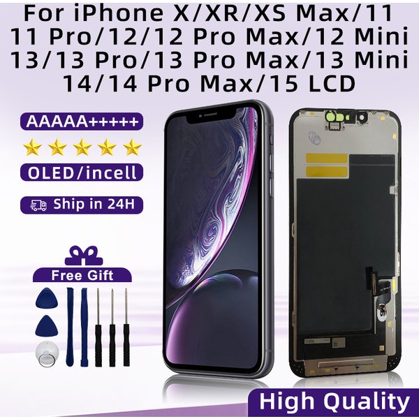 Écran LCD OLED pour iPhone, Numériseur d'écran, Incell, Choix, X, Poly, XS, MAX, 11, 11, Pro, 12, Pro, 12, Mini, 13, 14, Pro, Max, 15