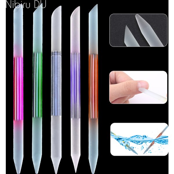 Poussoir à cuticules en verre pour manucure, bâtonnets en cristal double face réutilisables, lime à ongles, outils de pédicure, dissolvant de cuticules, 5/1 pièces