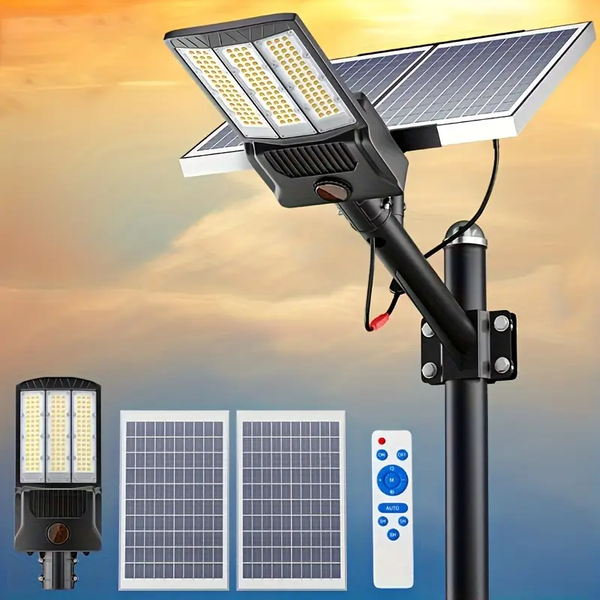 Ultra-jasna lampa uliczna z czujnikiem ruchu, zasilana energią słoneczną, 8000W | 800000LM, 6500K - Zewnętrzna lampa oświetleniowa do oświetlania podjazdu, ogrodu, ścieżki